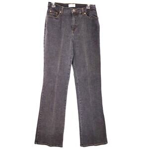 Soft Surroundings Boot Cut Jeans Mid Rise Gray Hatched Stretch Denim Womens M